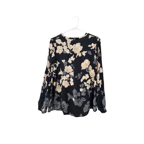 Billabong Women's Free Flowing M Top Beach Black White Floral Tie Across Chest - Picture 3 of 7